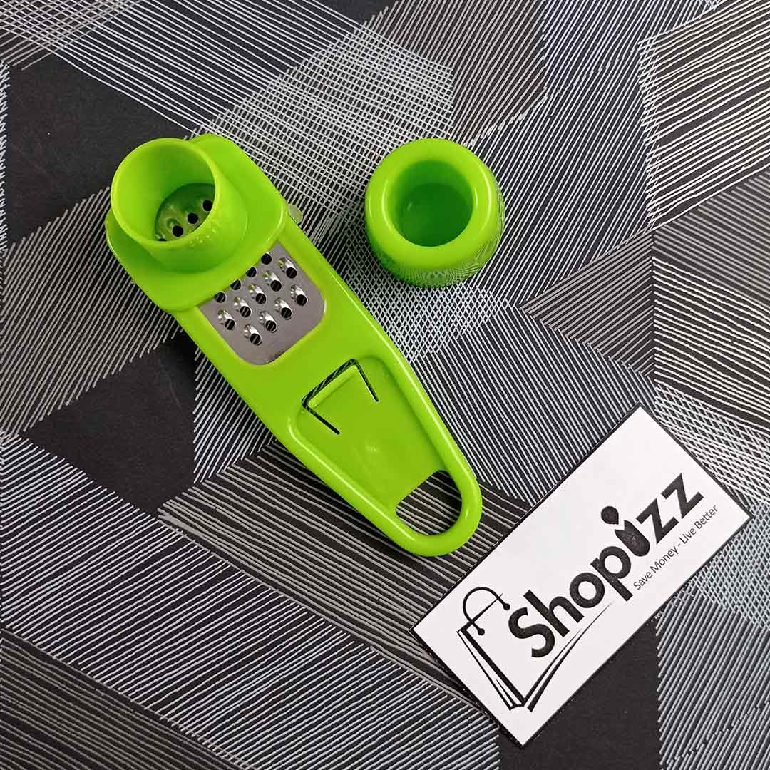 Shunhang Plastic Garlic grater With Stainless Steel Blade – Green Silver (AEJ)