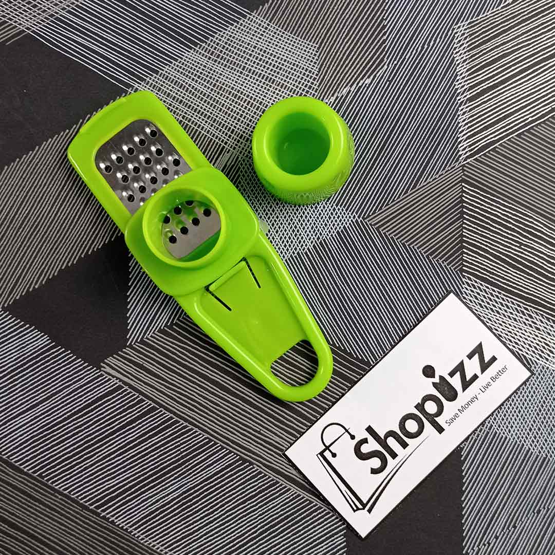Shunhang Plastic Garlic grater With Stainless Steel Blade – Green Silver (AEJ)