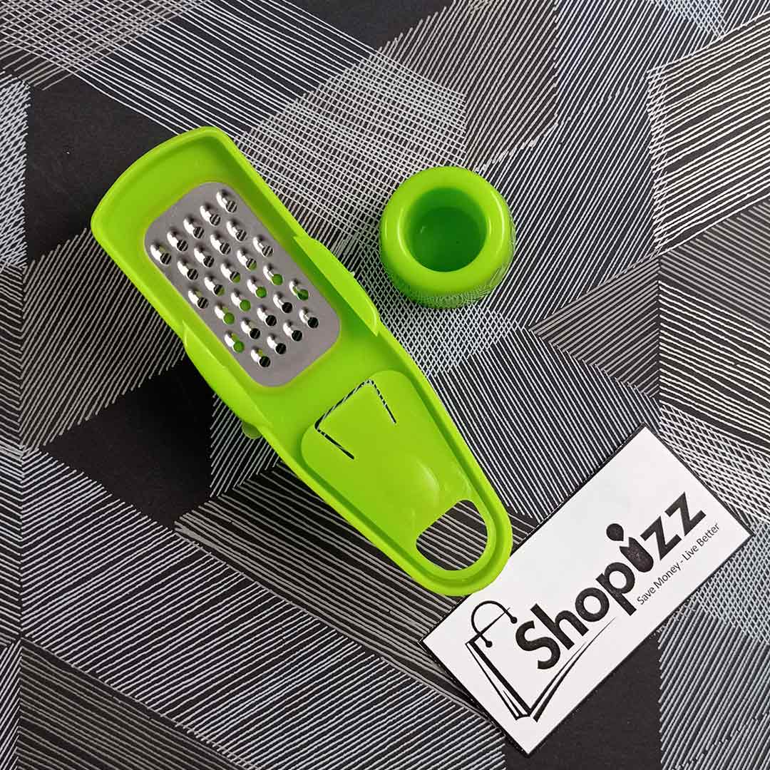 Shunhang Plastic Garlic grater With Stainless Steel Blade – Green Silver (AEJ)