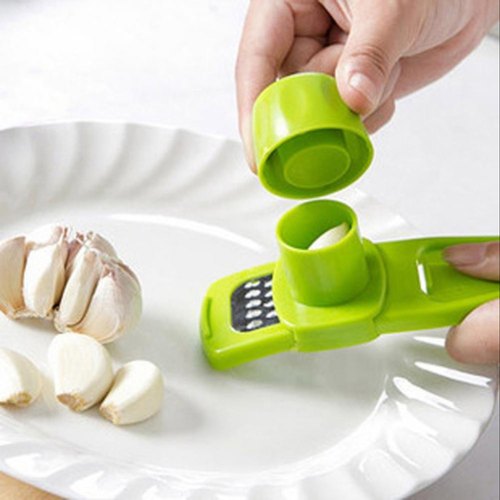 Shunhang Plastic Garlic grater With Stainless Steel Blade – Green Silver (AEJ)
