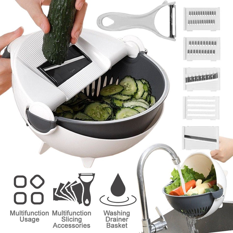 7 in 1 Multi Blade Adjustable Slicer /Cutter /Grater With Drain Basket (EEJ)