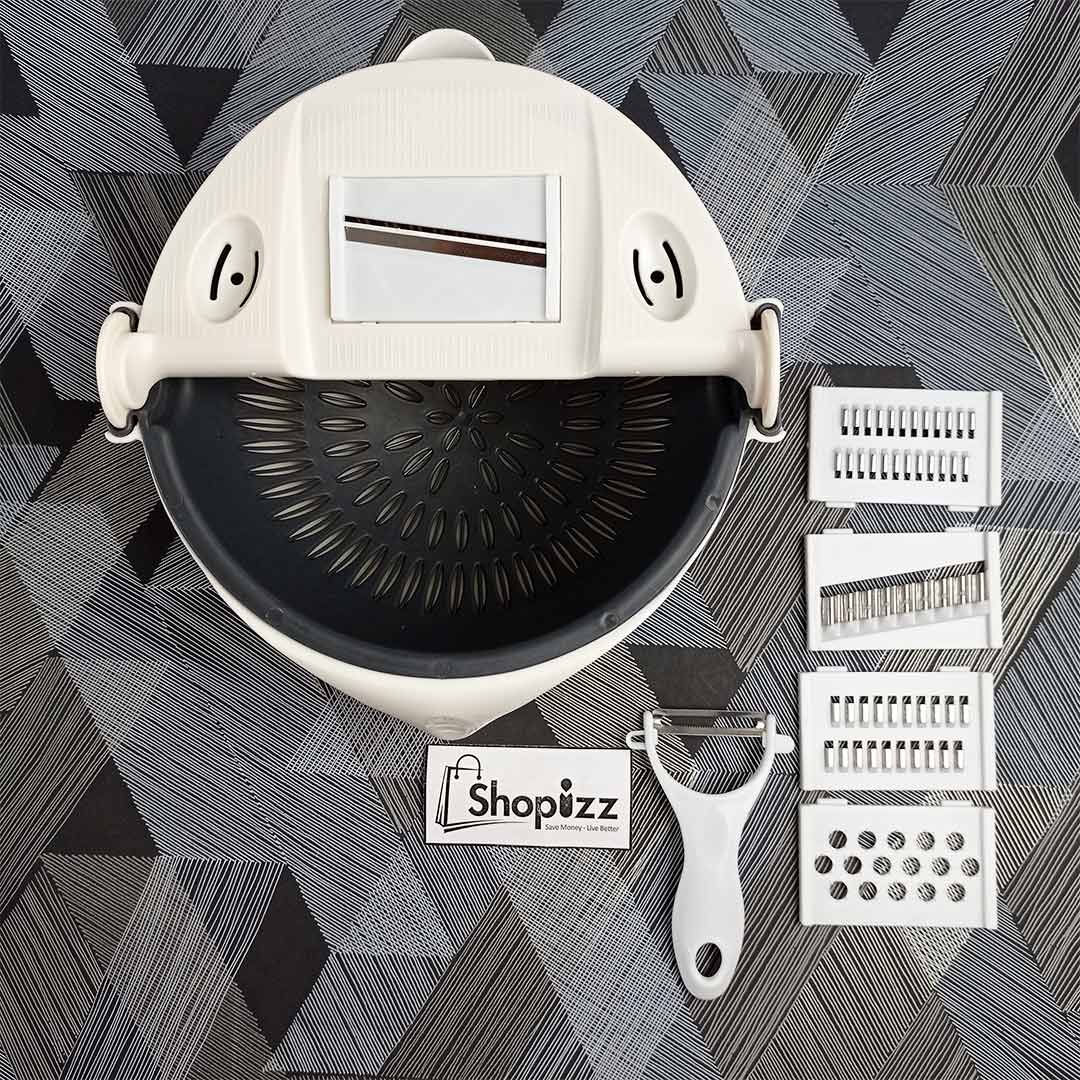 7 in 1 Multi Blade Adjustable Slicer /Cutter /Grater With Drain Basket (EEJ)