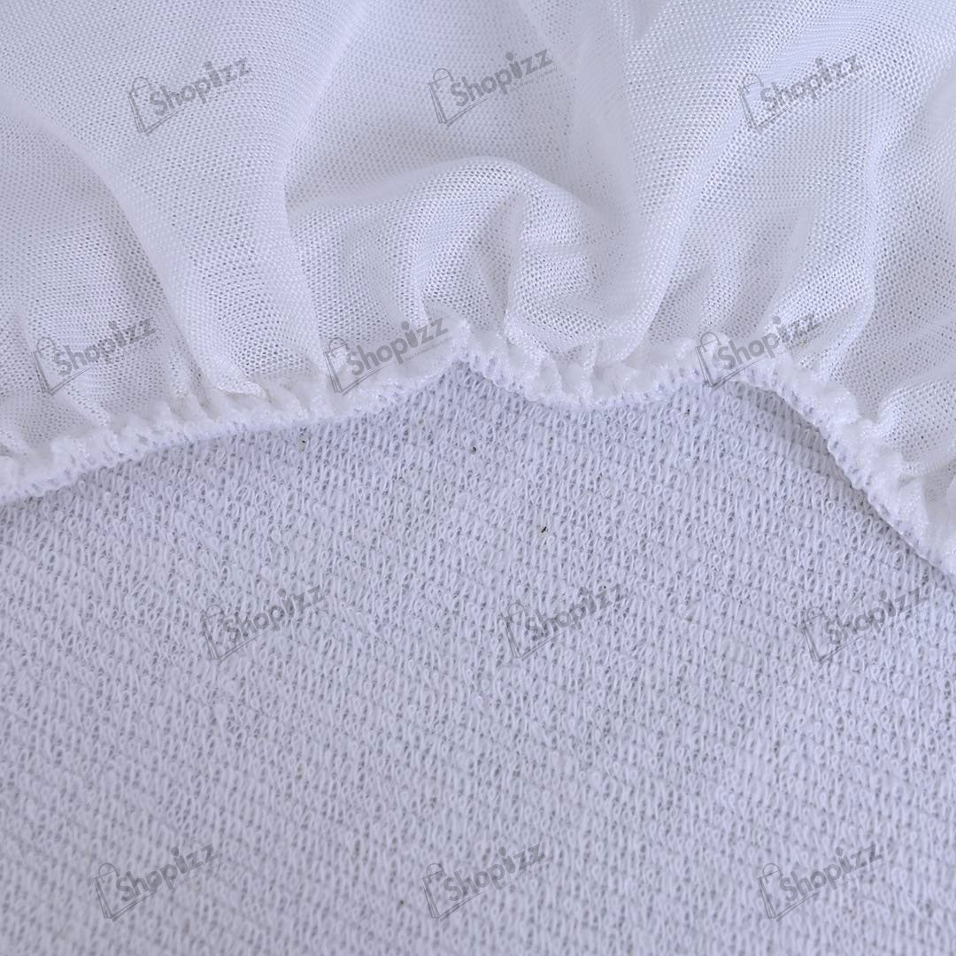 Terry Cotton Waterproof Mattress Protector In White Color With Elastic Fitting