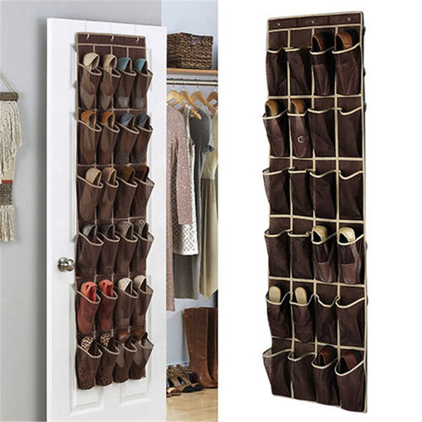 24 Pocket Shoe Hanger Home Over The Door Hanging Organizer Storage Holder Rack Closet Shoes