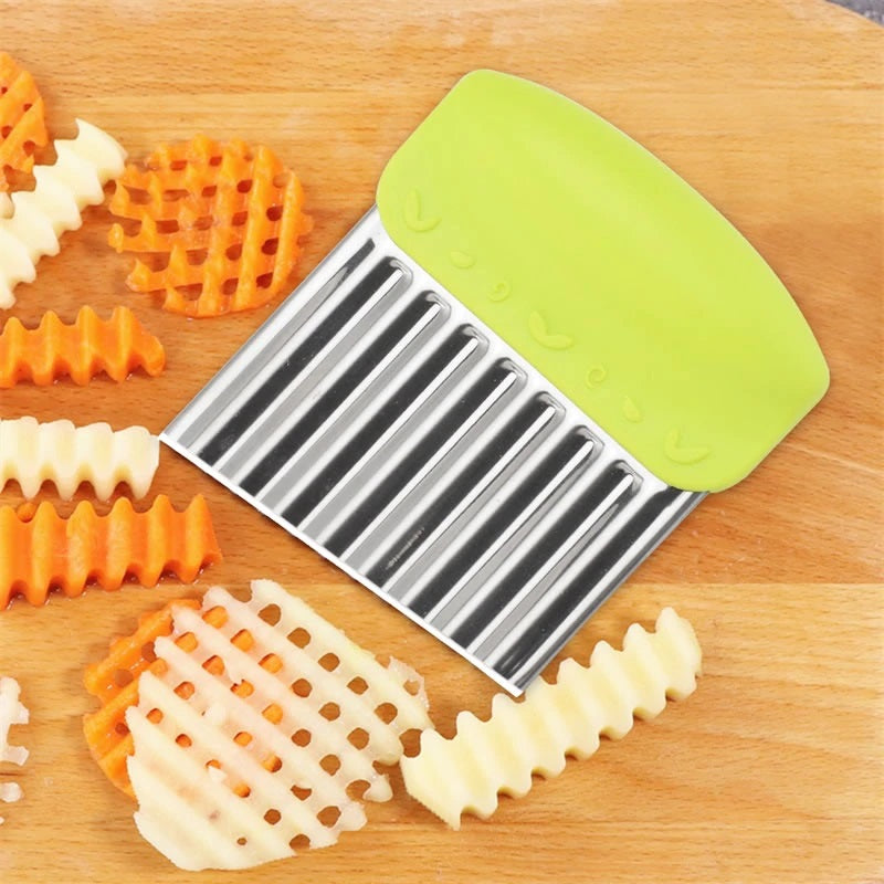 Wavy French Fries Cutter Stainless Steel Potato Slicer Vegetable Chopper (AAJ)