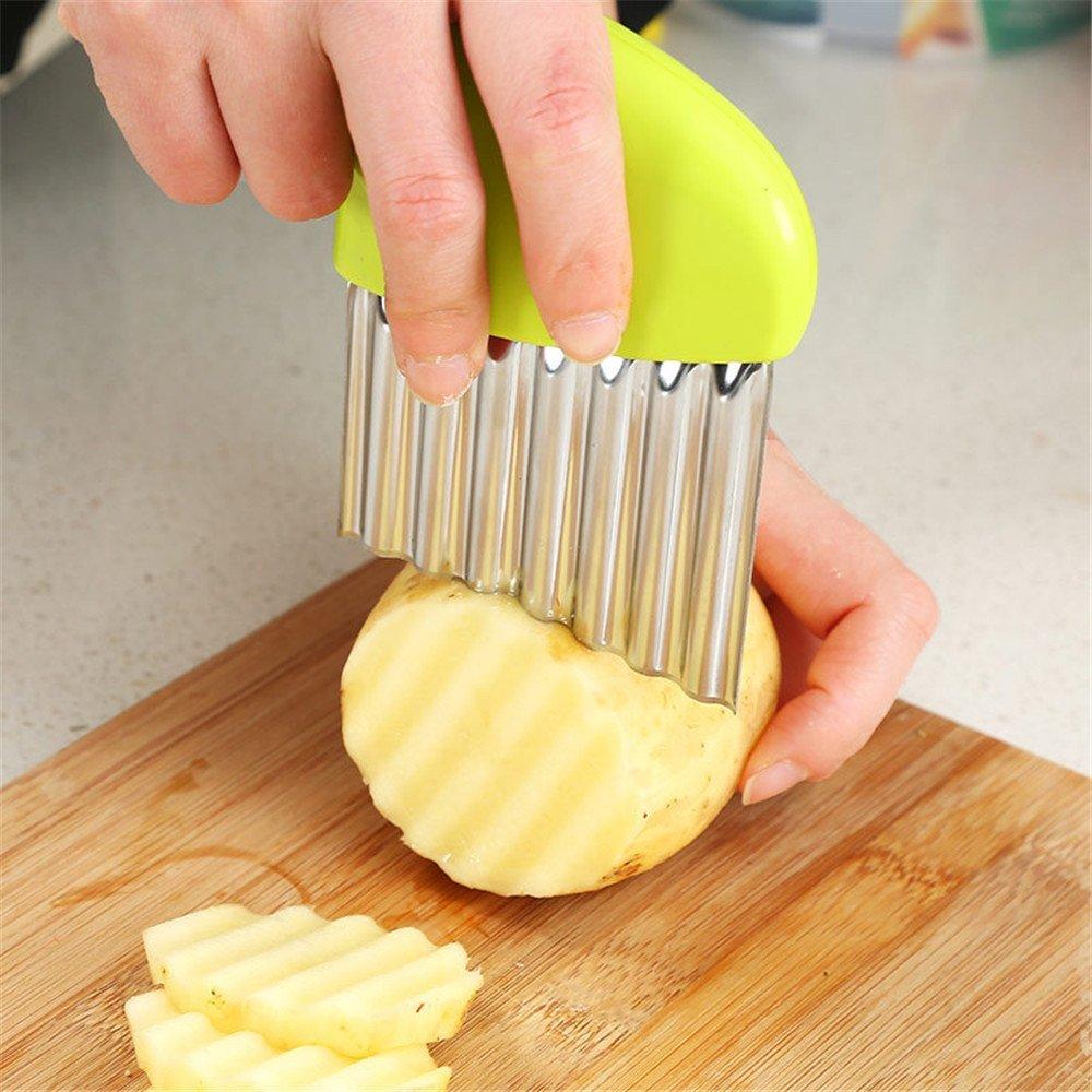Wavy French Fries Cutter Stainless Steel Potato Slicer Vegetable Chopper (AAJ)