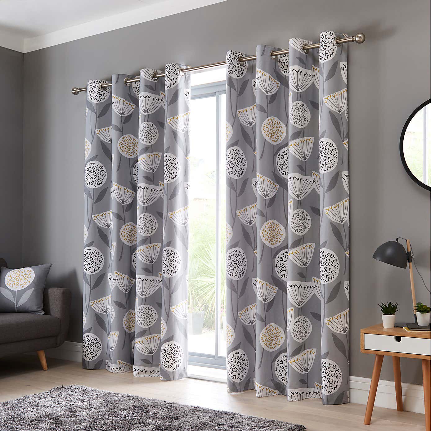 Elements Emmott Grey Blackout Eyelet Curtains 66″x72″(1Piece)