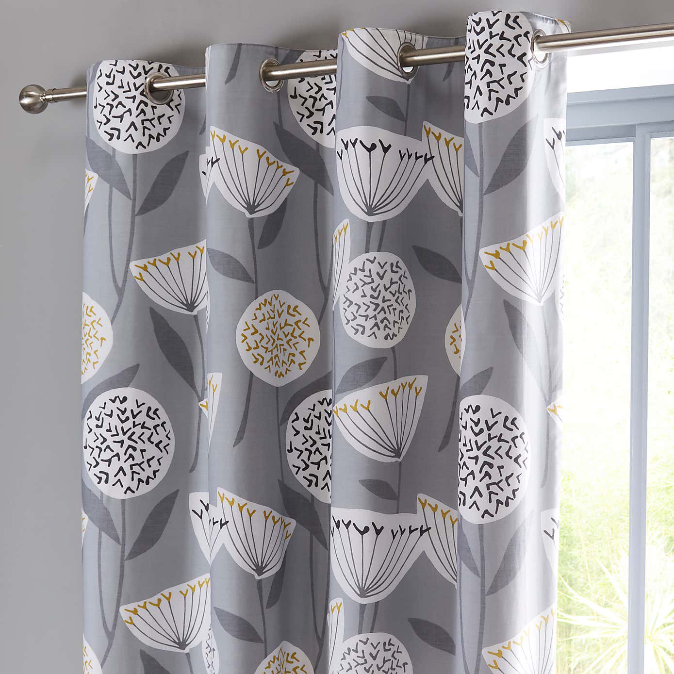 Elements Emmott Grey Blackout Eyelet Curtains 66″x72″(1Piece)