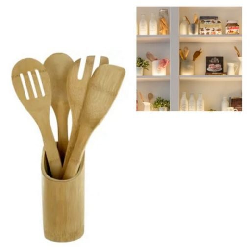4 Pieces Bamboo Spatula Set With Holder(BJJ)