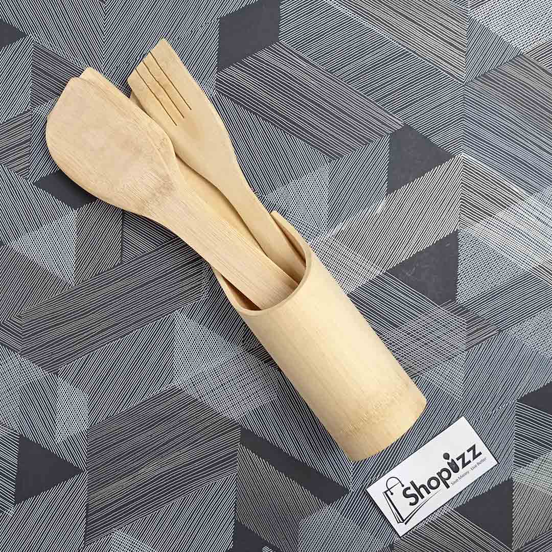 4 Pieces Bamboo Spatula Set With Holder(BJJ)