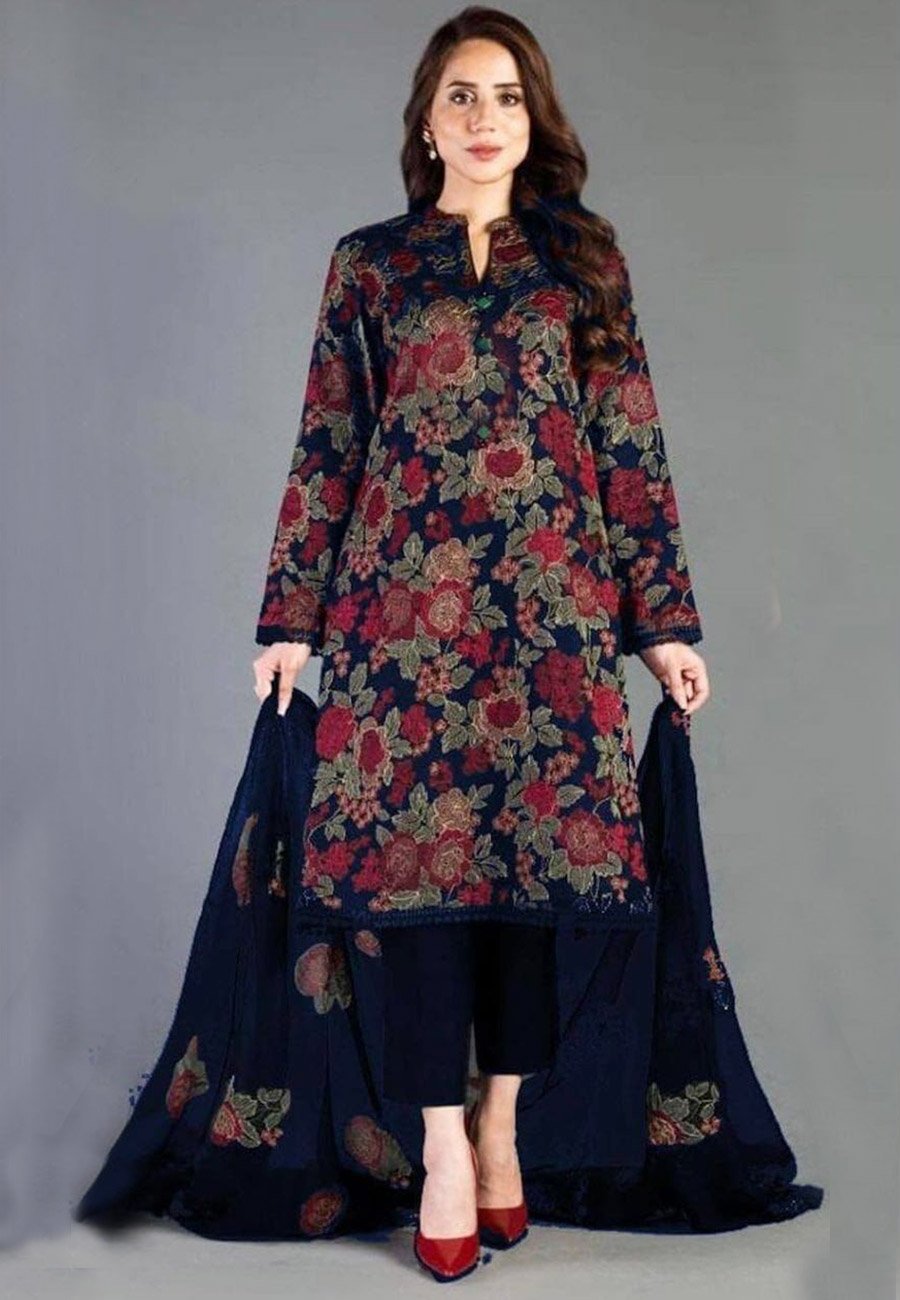 Bareeze 3 PCS Full Embroidered Lawn Dress With Bamber Embroidery Duppata B03#