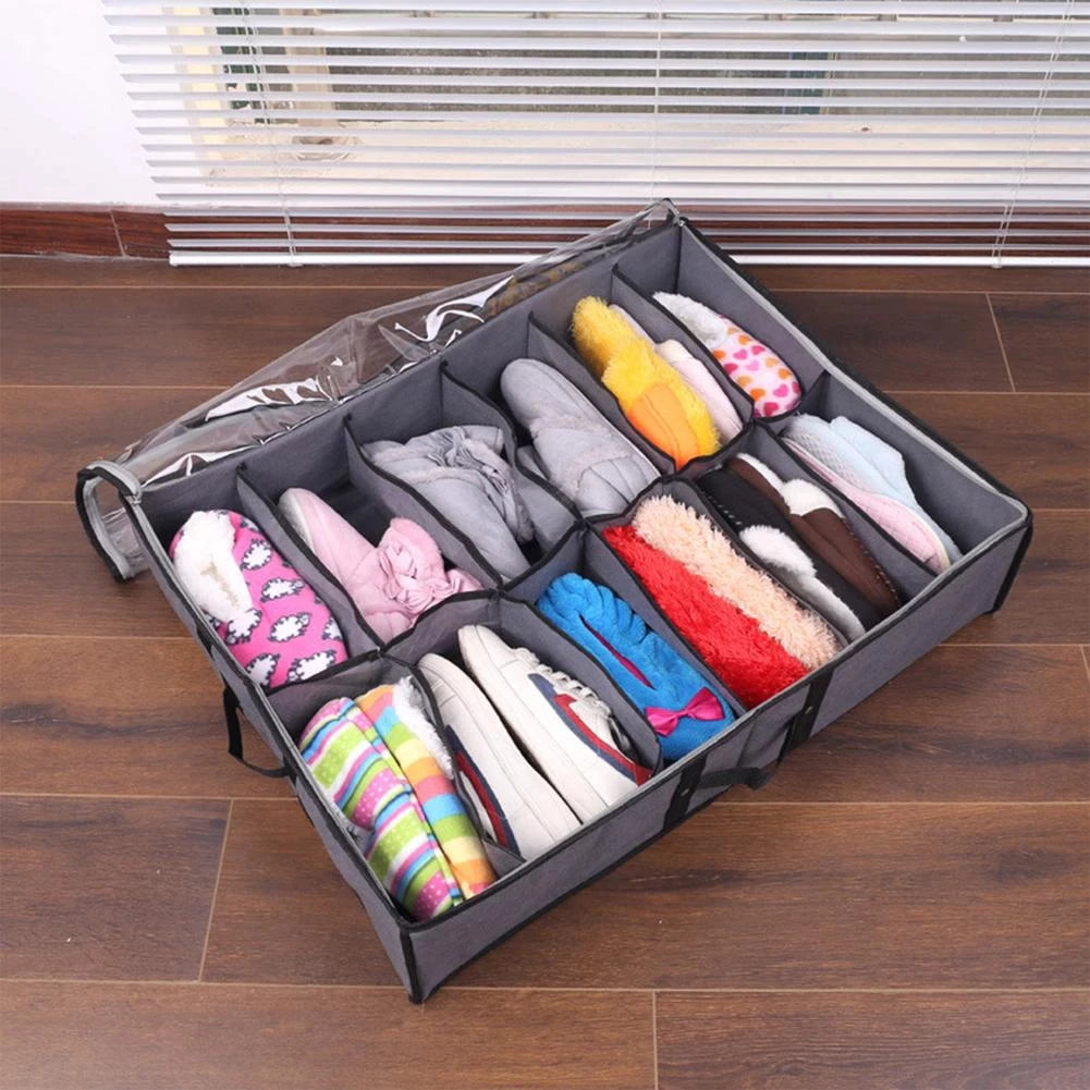 Nonwoven Transparent Creative Shoes Cabinet / Dust-Proof 12 Grids Shoes Storage Bag (SPN FI9#)