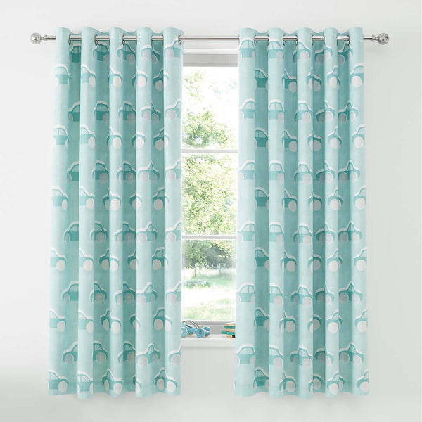 Retro Cars Blue Blackout Eyelet Curtains 66″x72″(1Piece)