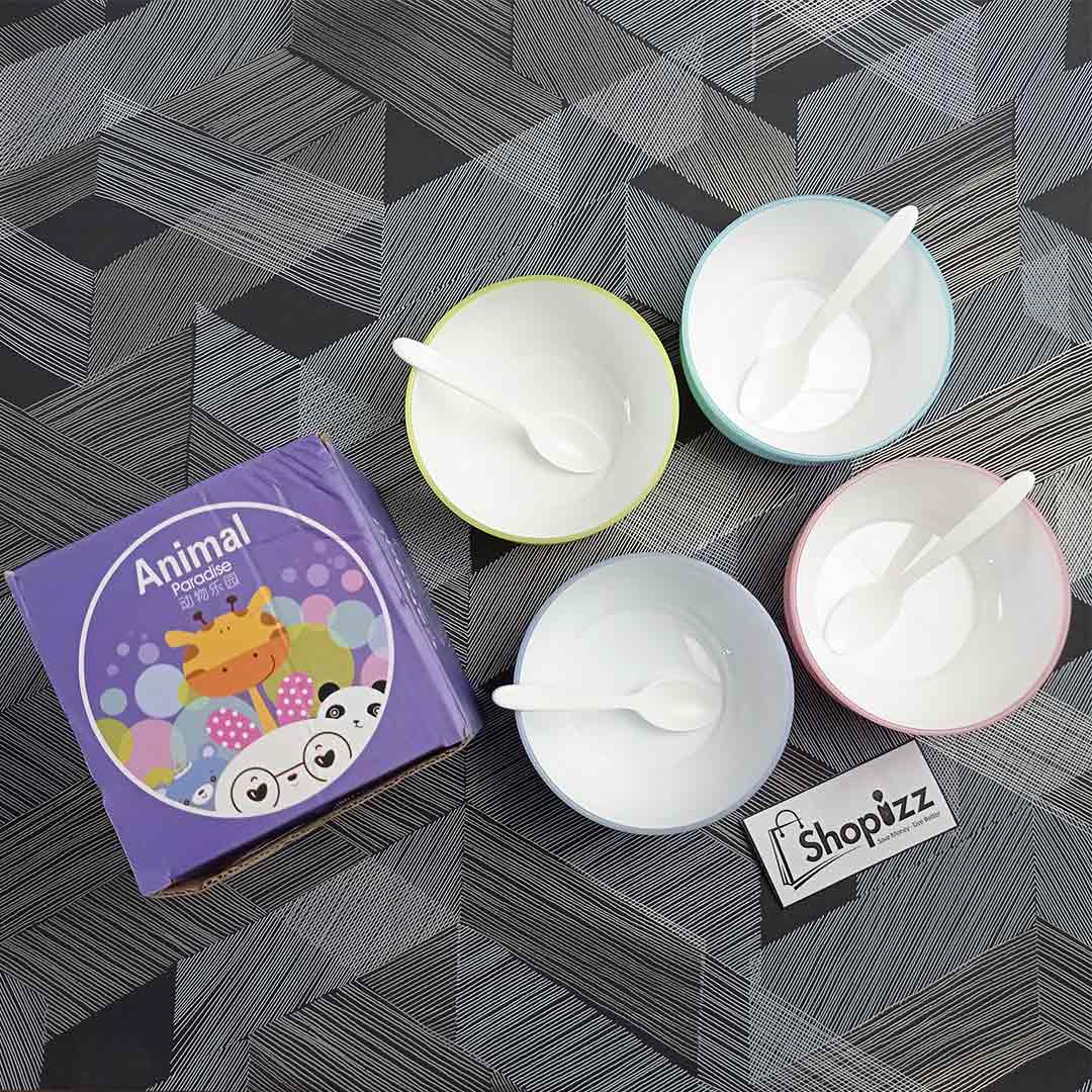 4 Piece Animal Paradise Colourful Kids Bowl set (SPK DEJ).