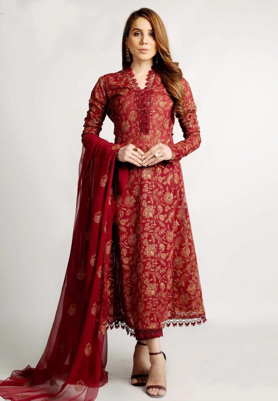Bareeze 3 PCS Full Embroidered Lawn Dress With Bamber Embroidery Duppata B28#