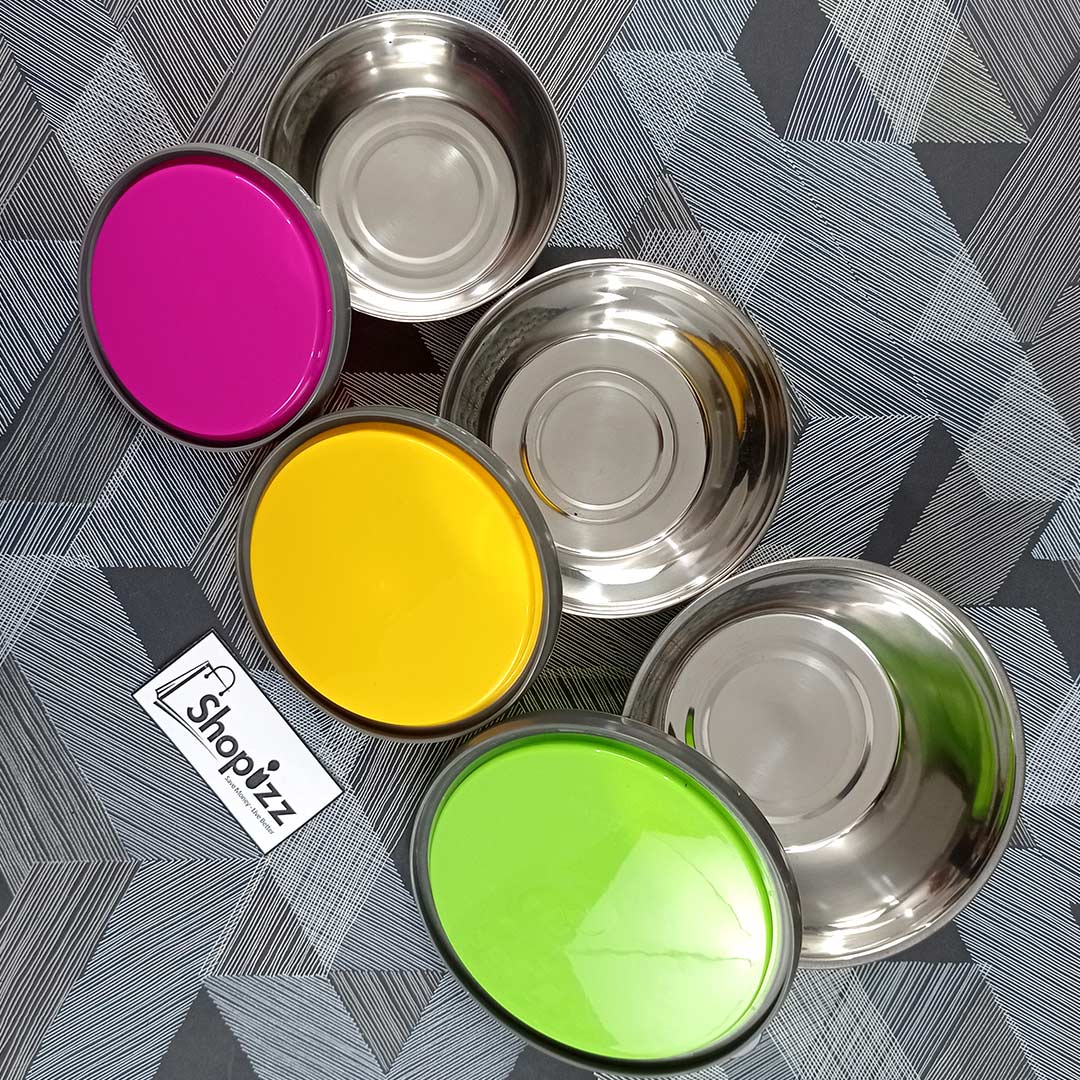 3 PCS Stainless Steel Round Air Tight storage Box Set with Colourful Lids (DJJ).