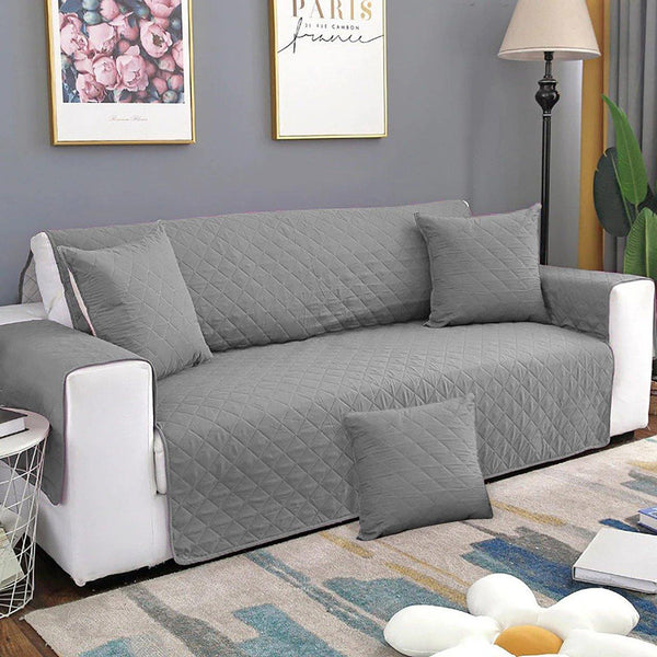 Fine Cotton Quilted Sofa Cover – Grey Color