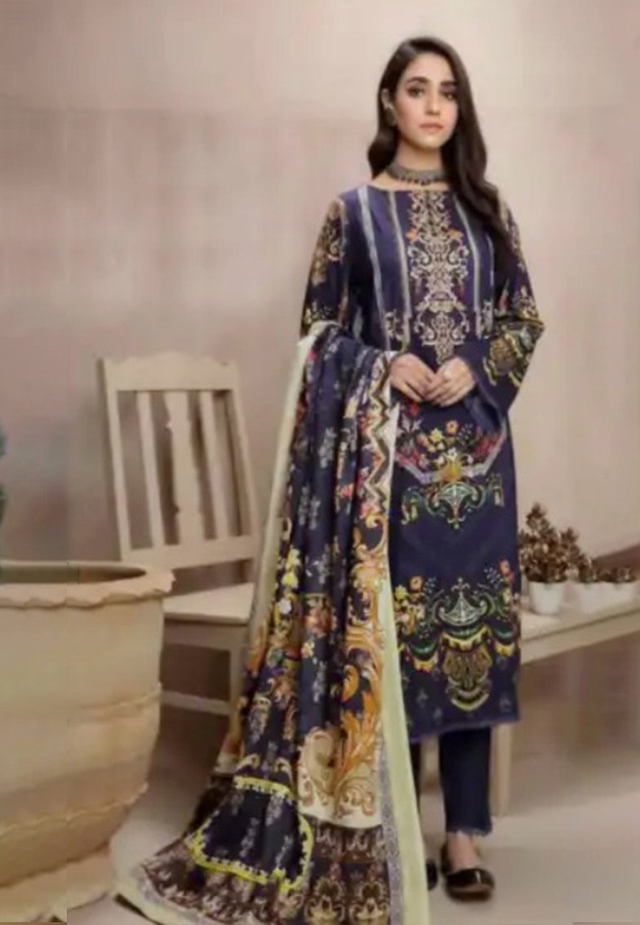 Baroque 3 PCS Neckline Embroidered Lawn Dress With Chiffon Sequence Duppata A63#