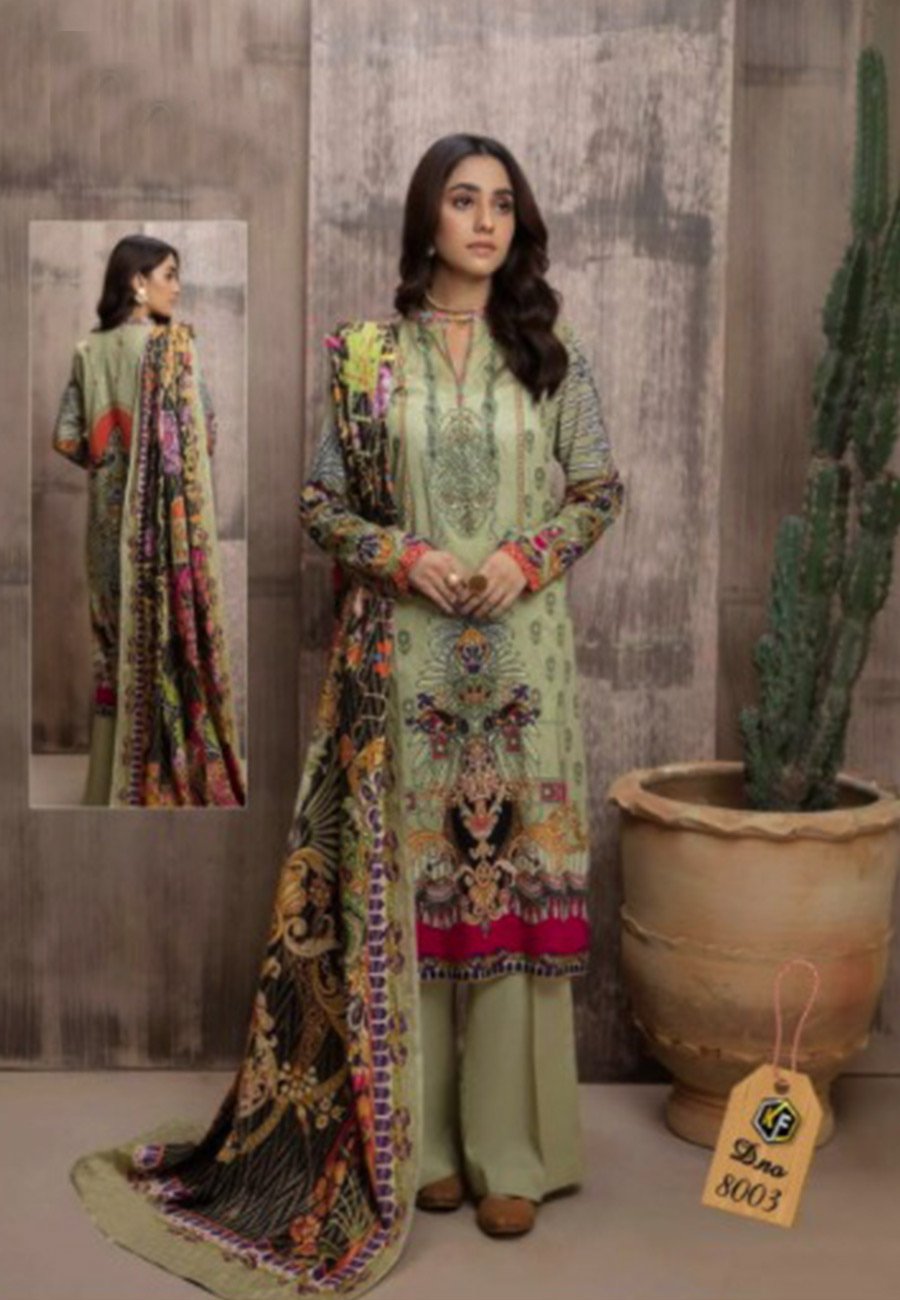 Baroque 3 PCS Neckline Embroidered Lawn Dress With Chiffon Sequence Duppata A63#