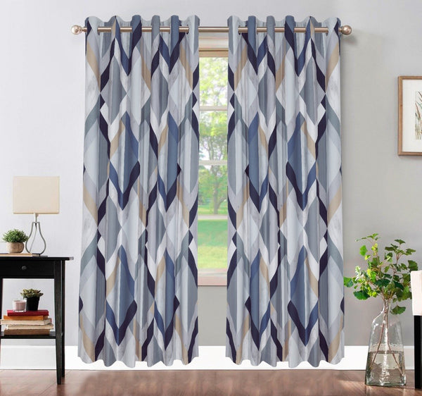 Geometric Print Eyelet Curtains 90″X90″ – 1 Piece