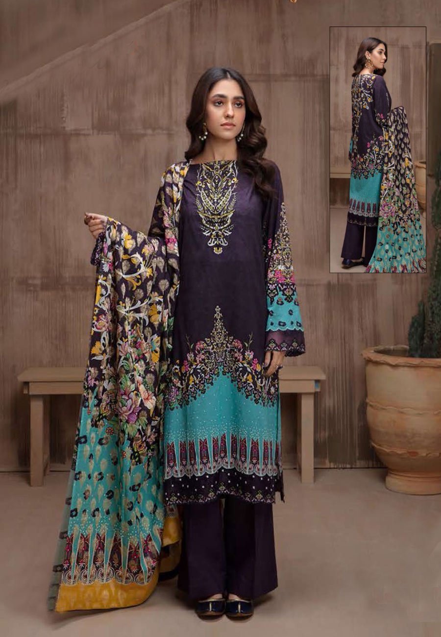 Baroque 3 PCS Neckline Embroidered Lawn Dress With Chiffon Sequence Duppata A63#