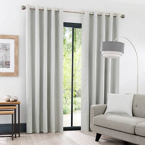 Luna Brushed Dove Grey Blackout Eyelet Curtains 66″x72″ – 1 Piece