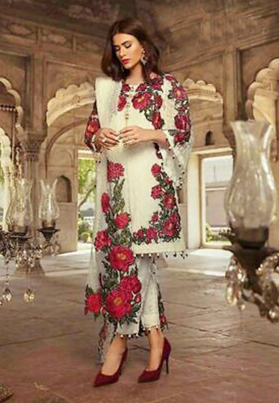 Charizma 3 PCS Full Embroidered Lawn Dress With Bamber Embroidery Duppata B03#