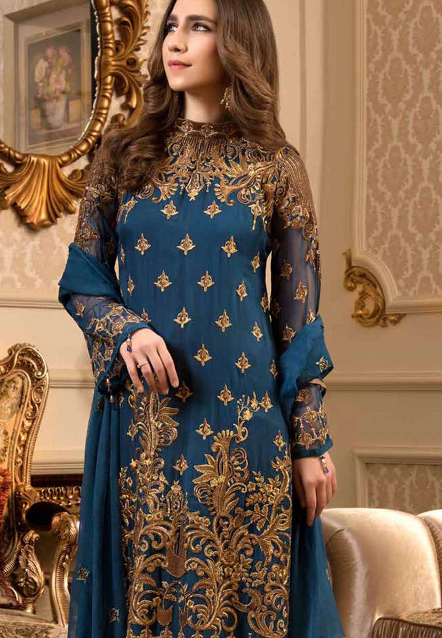 Charizma 3 PCS Full Embroidered Lawn Dress With Embroidery Chiffon Dupatta B03#