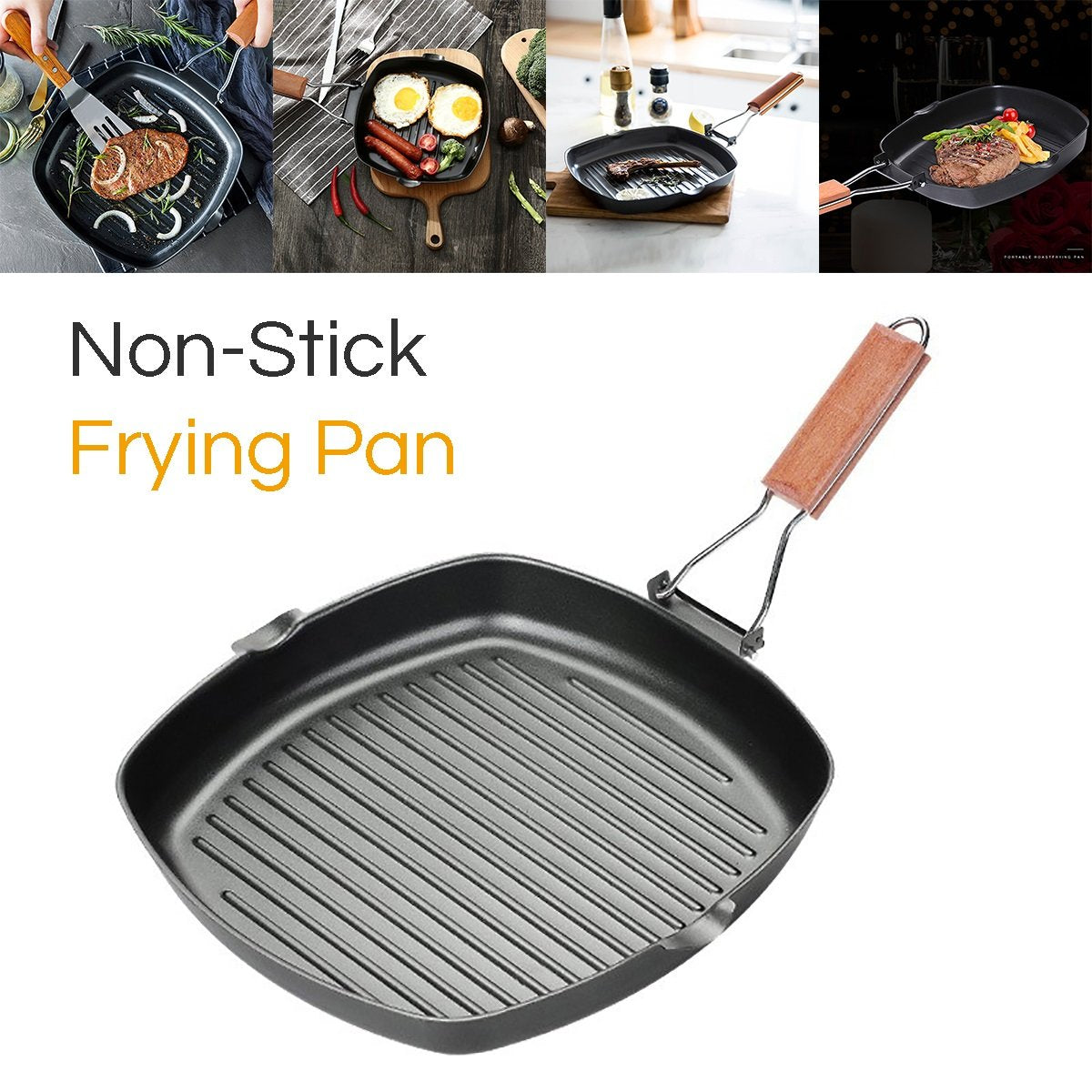 BBQ Xinmao Grill Pan Square Non-Stick with Folding Adjustable Handle 28cm (HEJ)