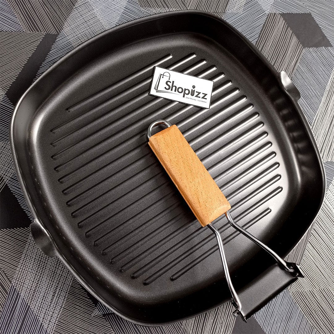BBQ Xinmao Grill Pan Square Non-Stick with Folding Adjustable Handle 28cm (HEJ)