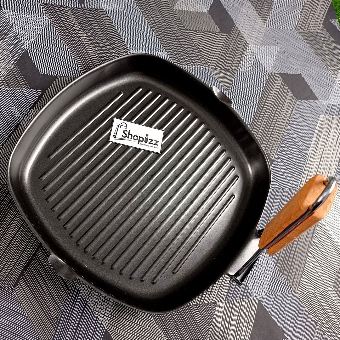 BBQ Xinmao Grill Pan Square Non-Stick with Folding Adjustable Handle 28cm (HEJ)