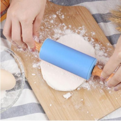 Non-Stick Silicone Rolling Pin With Wooden Handle in Small size (AGJ)