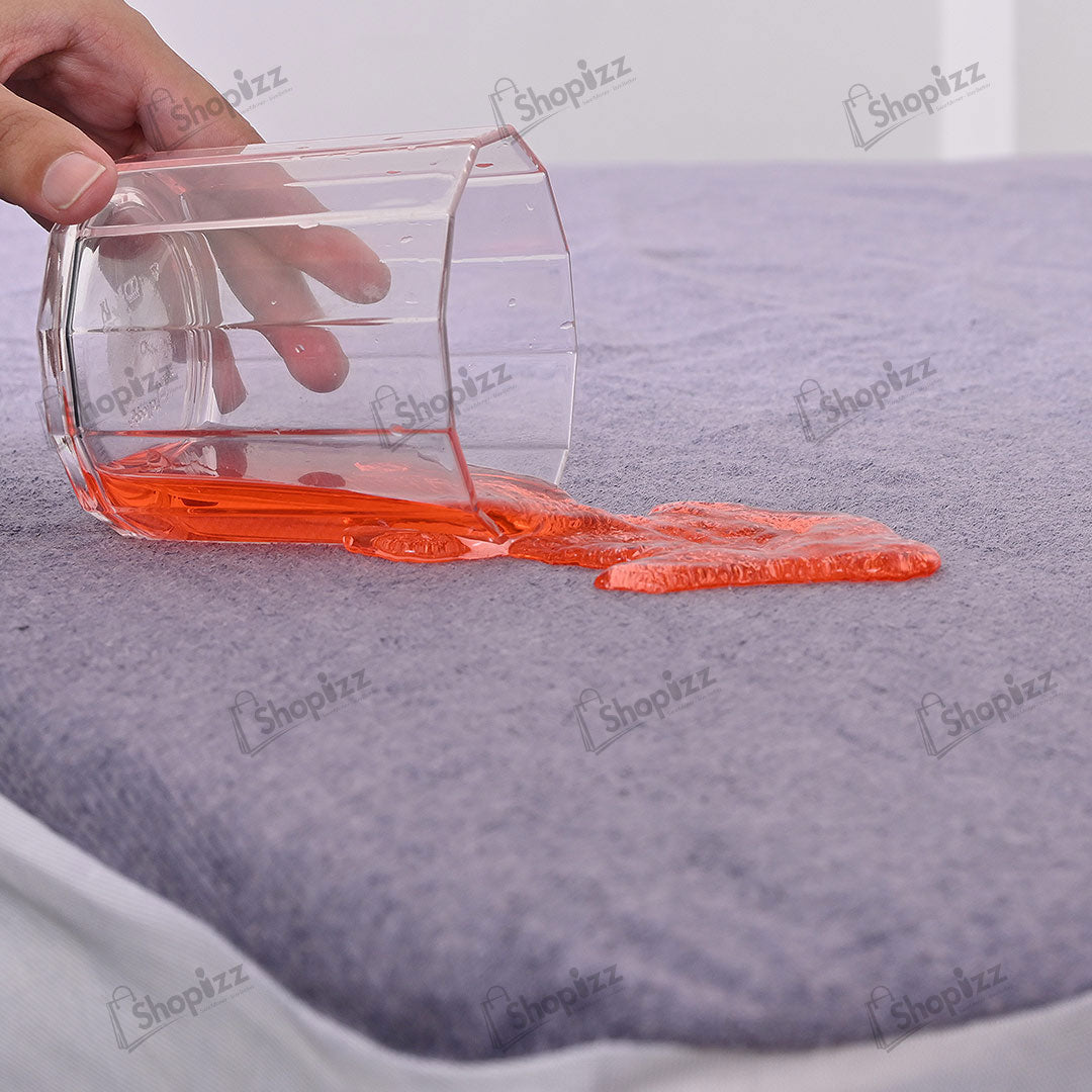 Terry Cotton Waterproof Mattress Protector In Blue Color With Elastic Fitting
