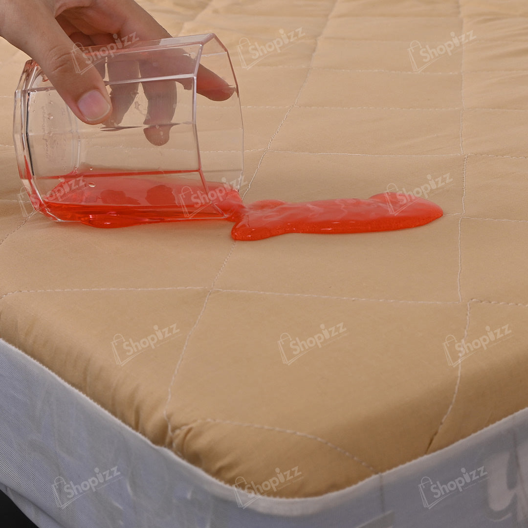 Quilted Waterproof Mattress Protector In Skin Color With Elastic Fitting