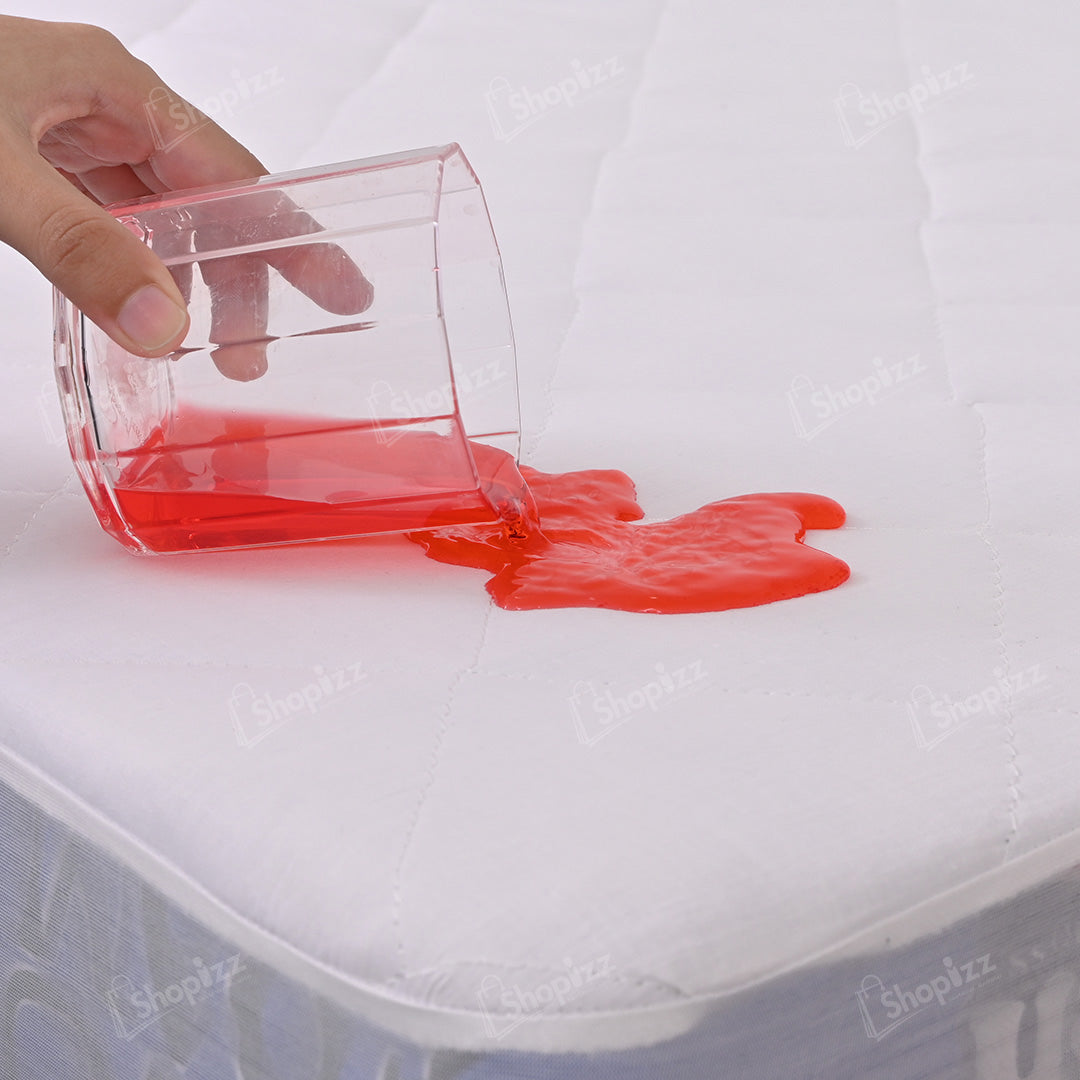 Poly Cotton Jersey Waterproof Mattress Protector In White Color With Elastic Fitting