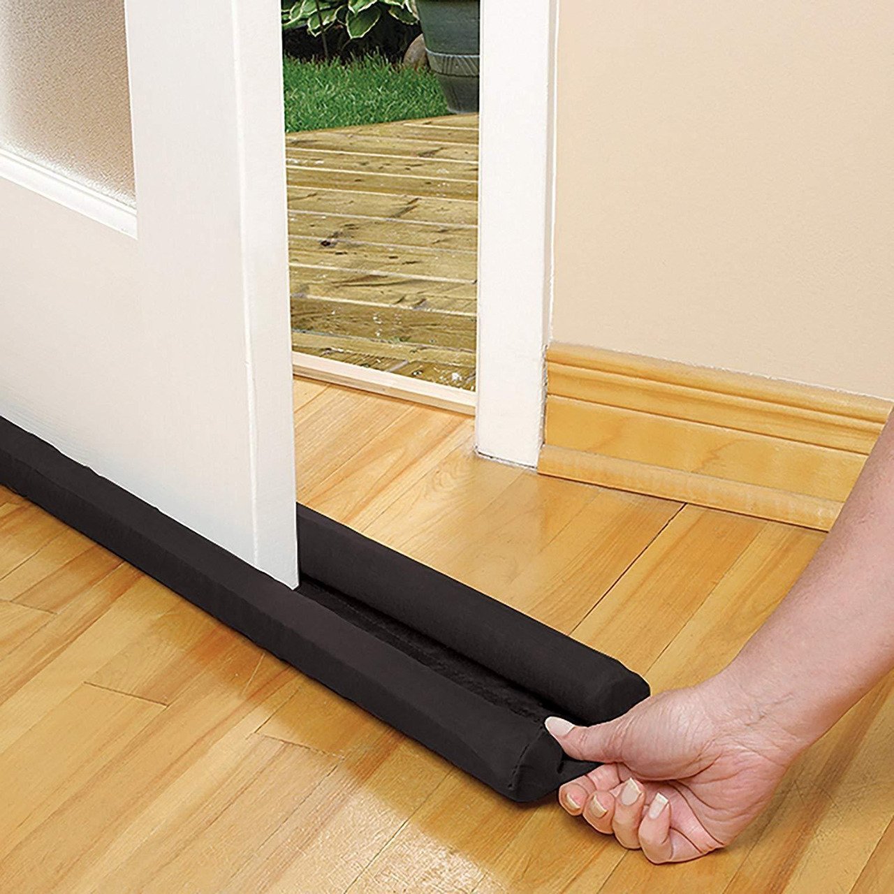 Door Draft & Dust Stopper / Double Sided Door Bottom Insulator In Black Color