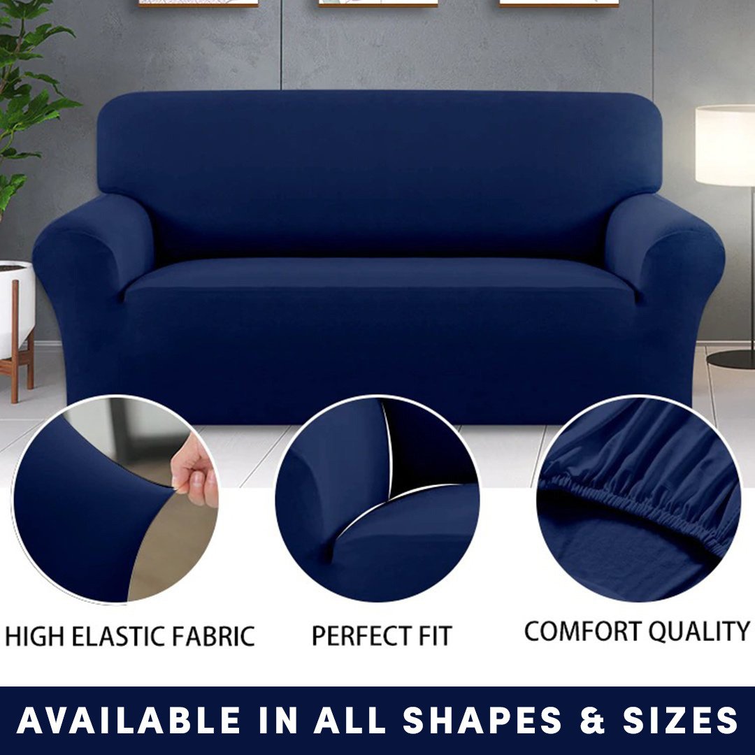 Plain Blue Color Cotton Jersey Fitted Sofa Cover – SSC88010