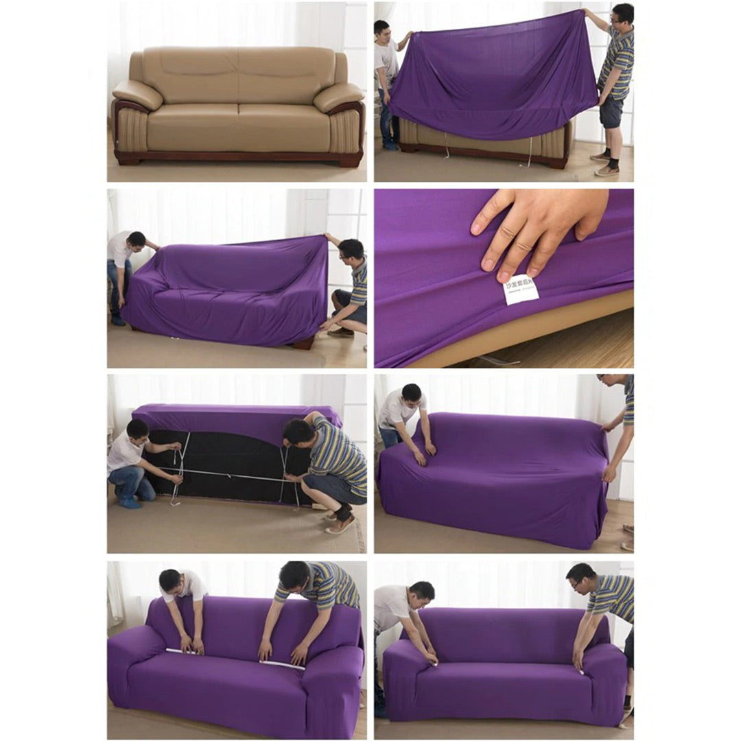 Plain Coffee Color Cotton Jersey Fitted Sofa Cover – SSC88010