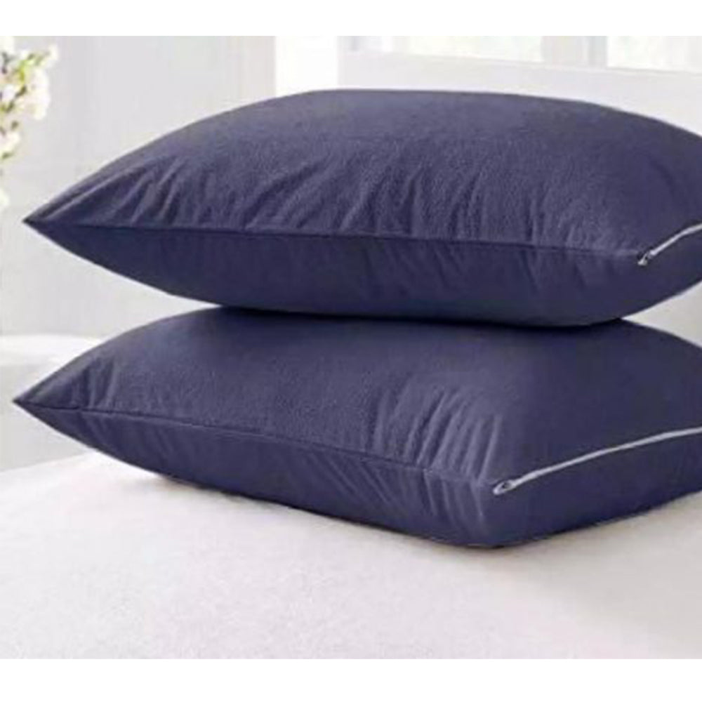 Terry Cotton Waterproof Pillow Protector Set of 2 Pillow Case Anti Mites Bed Bug Proof Zipper Pillow Cover (Blue) 19″x29″- SWPPC2204