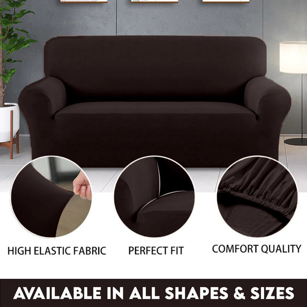 Plain Coffee Color Cotton Jersey Fitted Sofa Cover – SSC88010