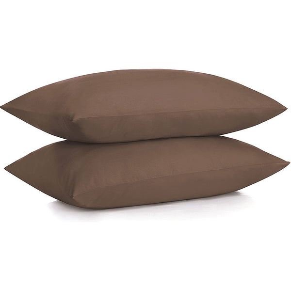 Terry Cotton Waterproof Pillow Protector Set of 2 Pillow Case Anti Mites Bed Bug Proof Zipper Pillow Cover (Brown) 19″x29″- SWPPC2205