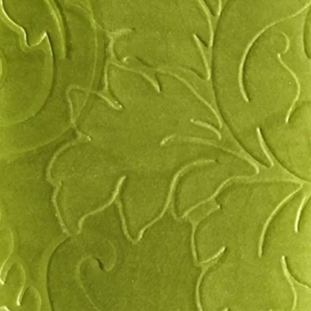 Pair Of Branched Leaves Embossed Velvet Curtains In Parrot Green Color