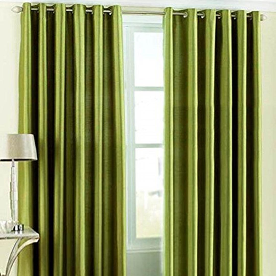 Pair Of Premium Green Parrot Velvet Eyelet Curtain
