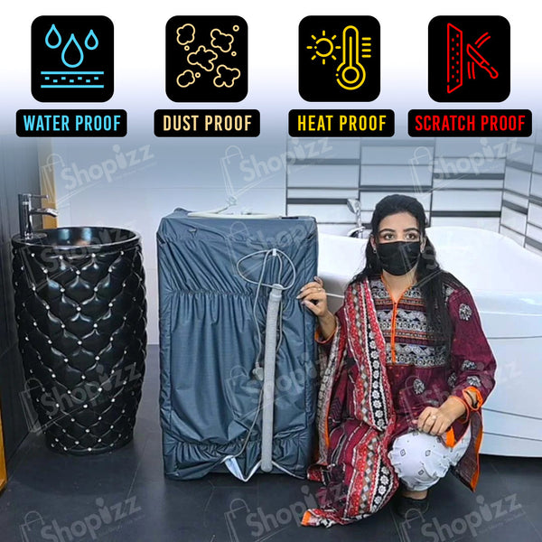 Washing Machine Cover : Waterproof , Dustproof, Heatproof & Scratchproof - Grey Color- Top Laod