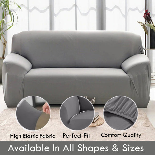 Plain Grey Color Cotton jersey Fitted Sofa Cover – SSC8809