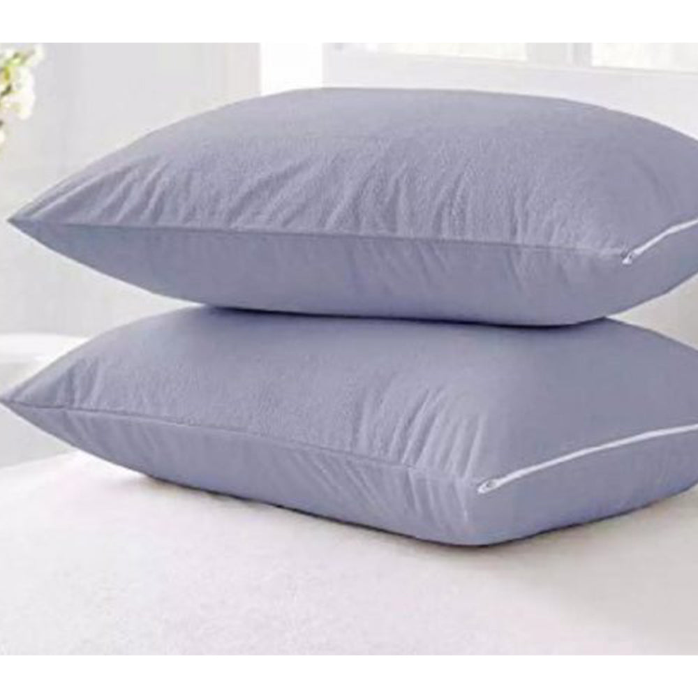 Terry Cotton Waterproof Pillow Protector Set of 2 Pillow Case Anti Mites Bed Bug Proof Zipper Pillow Cover (Grey) 19″x29″- SWPPC2203