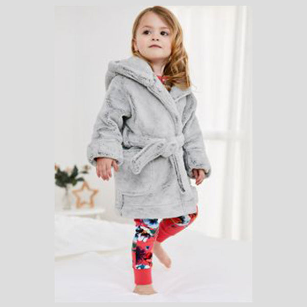 Light Grey Color 100% Cotton Bathrobe - For Children's