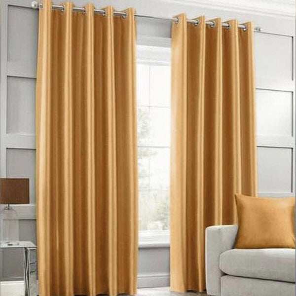 Pair Of Premium Khaki Velvet Eyelet Curtain