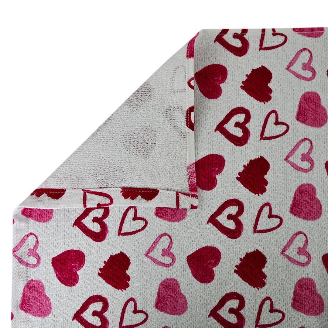 Heart Printed Luxury 100% Cotton Kitchen Towel  In Pink Color – (19″ x 29″)
