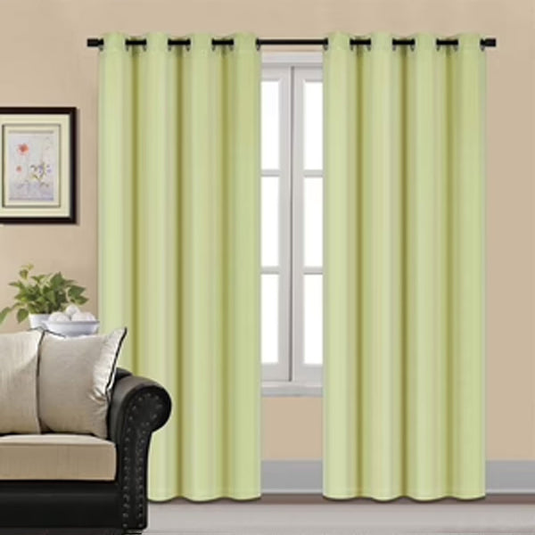 Pair Of Premium Light Green Velvet Eyelet Curtain